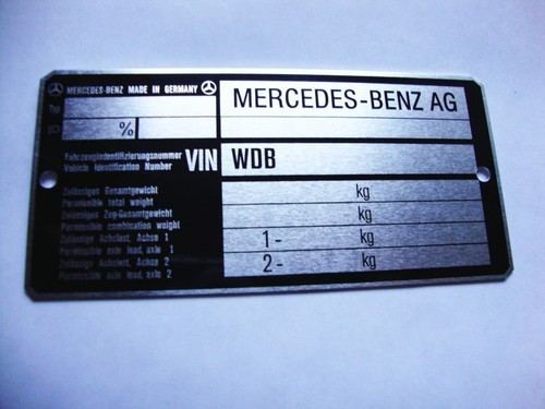 Typenschild mercedes für 107 - typenschild,